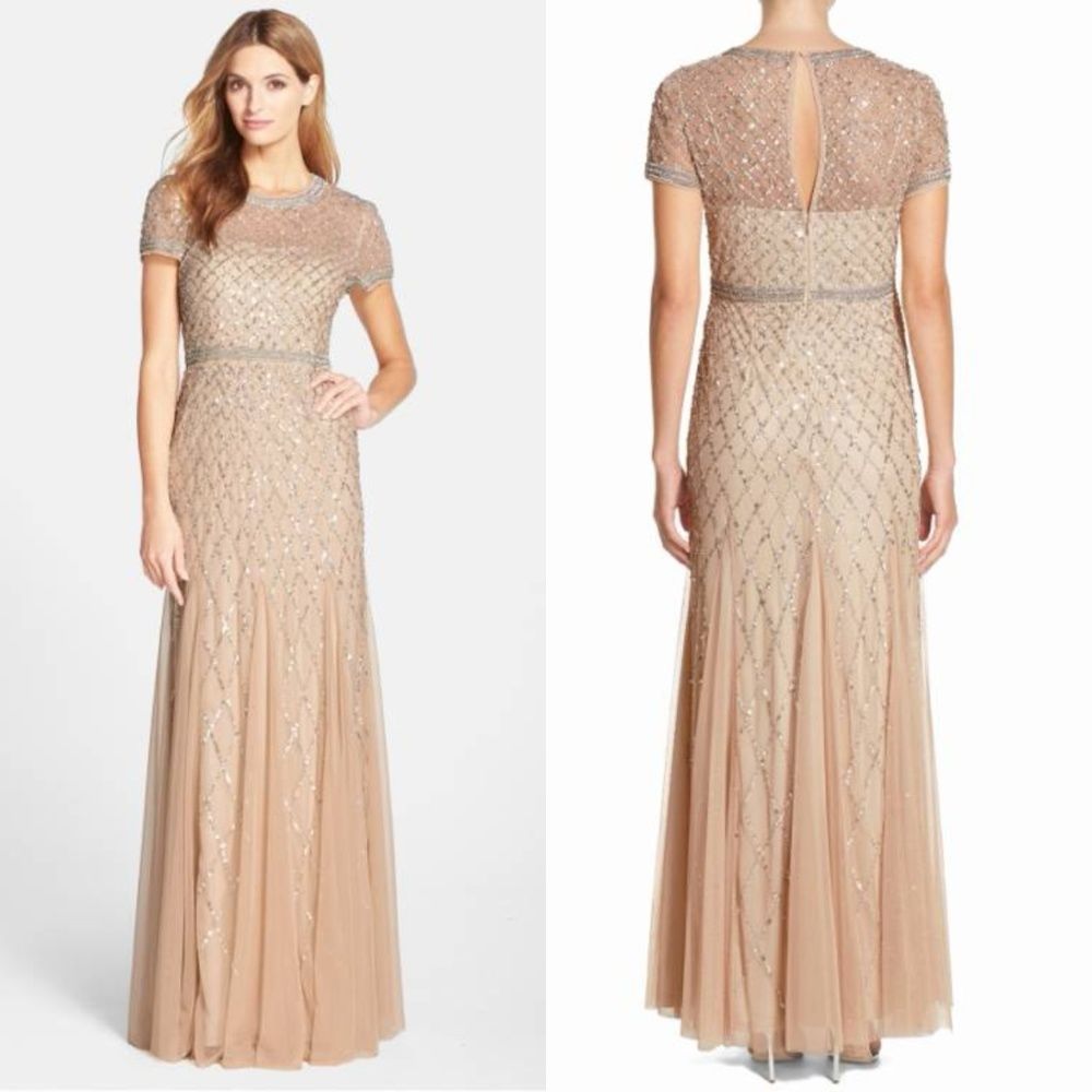 Beaded Mesh Gown ADRIANNA PAPELL
